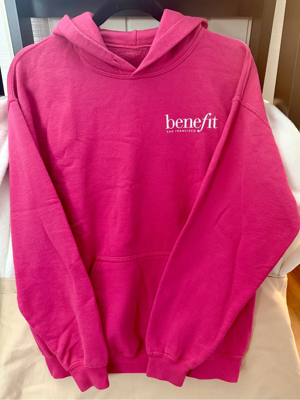 Benefit Women's Bright Hot Pink Logo Hoodie